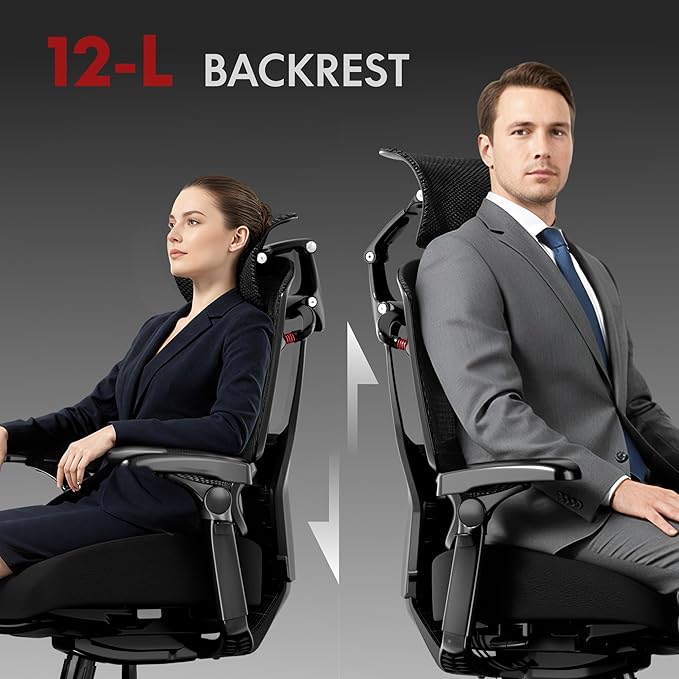 FLEXISPOT ErgoX-PRO Ergonomic Office Chair Black – AeroWeave 5.0 Mesh Seat, 5D Lumbar, 7D Armrests, 4D Headrest, 551LBS Capacity – Office, Gaming, Home