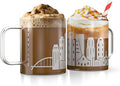 Greenline Goods – Nashville, TN Skyline Glass Coffee Mugs (Set of 2), 15 oz – Etched Wrap Design