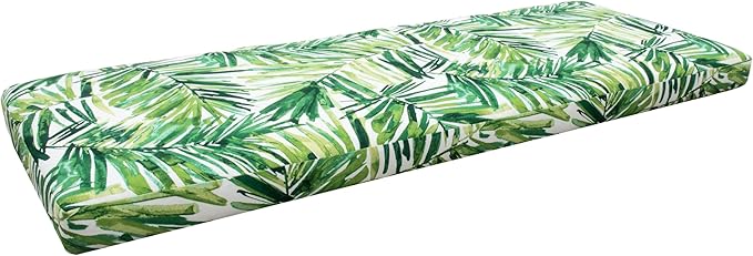 Tommy Bahama Bench Cushion, 50" X 16" X 2.5", Coastal Palm Green Leaf