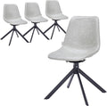 LeisureMod Markley Swivel Leather Dining Side Chair with Durable Iron Legs – Comfortable Accent Chair for Kitchen, Dining Room, or Office Set of 4