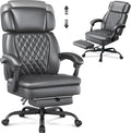400lbs Office Chair with Foot Rest, Ergonomic Big and Tall Office Chair with Adjustable Headrest, High Back PU Leather Computer Chair,Comfy Heavy Duty Office Desk Chair (Classic Grey)