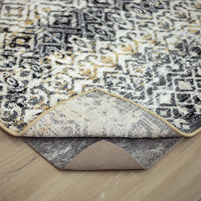 Mohawk Home 2' 6" x 9' 6" Non Slip Grip Rug Pad 3/8" Thick Dual Surface Felt Cushion + Rubber Gripper - Safe for All Floors