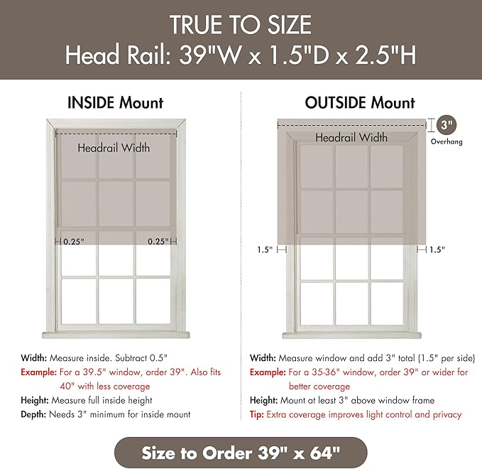 Madison Park Galen Cordless Roman Shade, 39"W x 64"H, Sheen Taupe – Room Darkening, Thermal Insulated, Energy Efficient Window Blind with Subtle Sheen Basketweave Fabric for Privacy