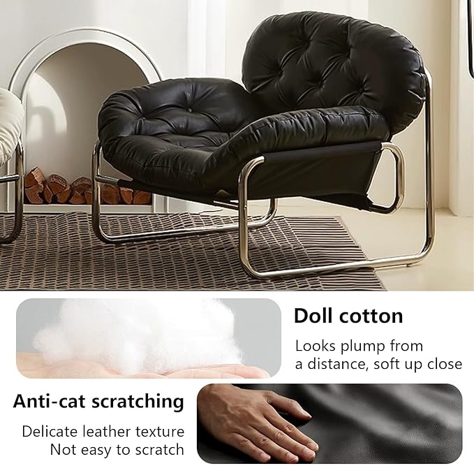 Thick Cushioned Recliner Sofa, Lazy Chair with Upholstery and Footrest, for Living Room, Bedroom, Dorm Brown A