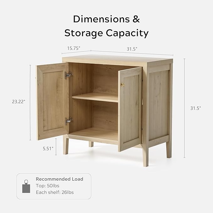 Sideboard Buffet Cabinets Set of 3 with Adjusable Shelves, Farmhouse Storage Cabinet, Credenza, Accent Cabinet, Kitchen Coffee Bar Console Table for Living Dining Room, Light Oak