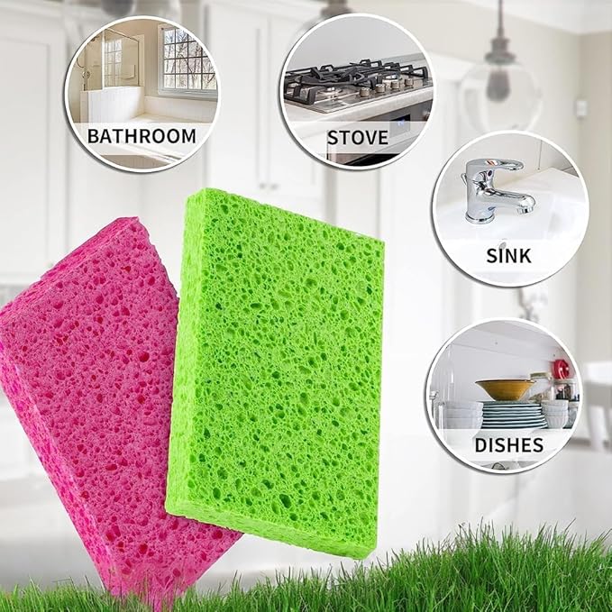 bioGo 30 Pack Compostable Pop-Up Sponges - Expanding, Non-Scratch, Plant-Based Dish - Bulk Color - Pop Up Sponge - Kitchen