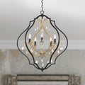 Clara Black Soft Gold Iron Pendant Chandelier 26 1/2" Wide French Amber Crystal 5-Light Fixture for Dining Room House Home Foyer Entryway Kitchen Bedroom Living High Ceiling - Barnes and Ivy