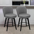 MINCETA Bar Stools Set of 2, 26 Inch Upholstered Barstools with Backrest and Footrest, Swivel Counter Height Barstools for Kitchen Island Home Bar Gray