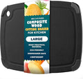 Dishwasher Safe Cutting Boards for Kitchen - Large Composite Wood Cutting Board with Non-Slip Feet & Juice Groove - Thin & Lightweight Eco-Friendly Chopping Board (14.5 x 11.25 Inch, Slate Black)