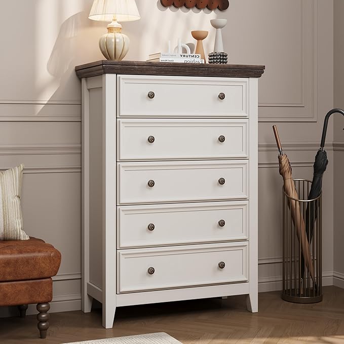 Tall Dresser for Bedroom 5 Drawers Dresser,5 Chest of Drawers Storage Cabinet for Living Room,Filing Cabinet for Home Office