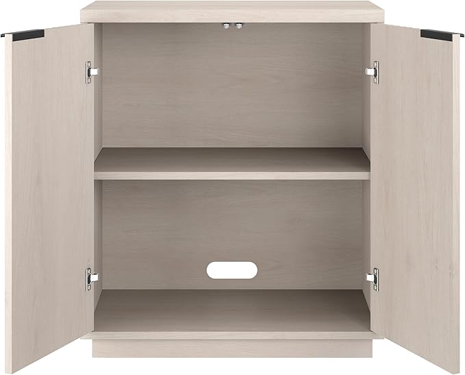 Henn&Hart 28" Fluted Wooden Accent Cabinet, Modern Ribbed Sideboard Buffet Cabinet with 2 Doors and an Adjustable Shelf for Living Room, Dining Room, Bedroom or Entryway, Alder White