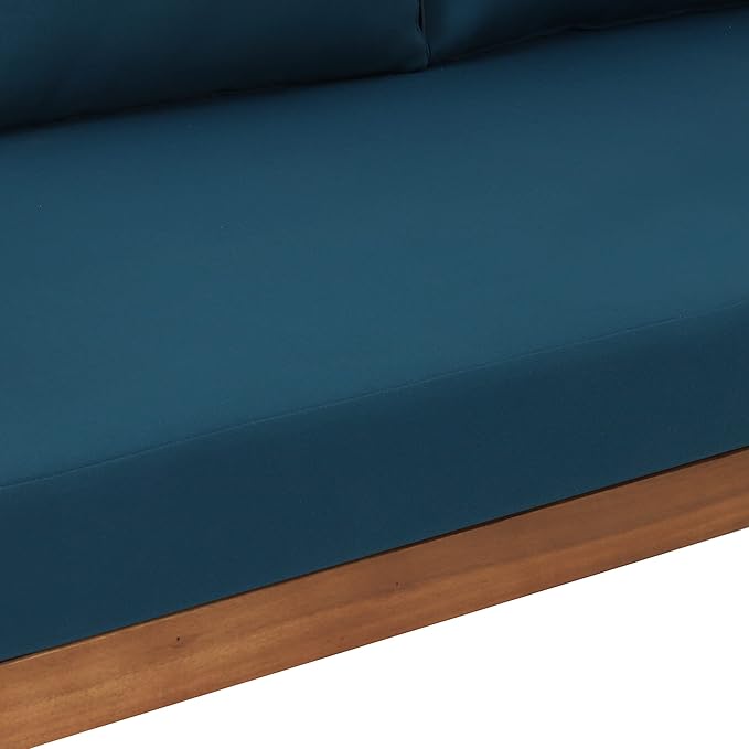 Christopher Knight Home Claremont Outdoor 3 Seater Daybed with Cushions - Acacia Wood - Teak/Dark Teal