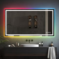 Awoco LED Bathroom Mirror, 55" x 36 Vanity Mirror with 8 Colors RGB Backlit and 3 Colors Front Light, Dimmable Anti-Fog Lighted Mirror, Memory Function, for Bathroom Wall