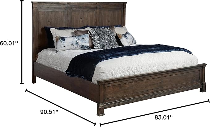 Hekman Furniture Cal King Bed Linwood Finish, Mindi Solids & Veneers Sturdy Material Wide Space Bedroom Furniture, Dentil Molding Headboard with 3 Overlay Panels Best Bed Frame for Farmhouse