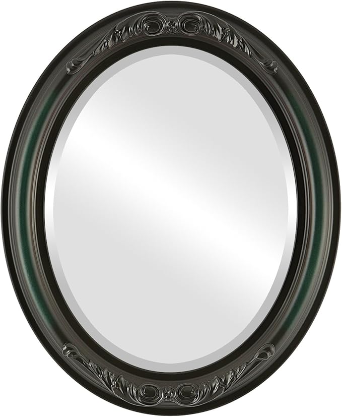OVALCREST Oval Beveled Wall Mirror for Home Decor - Florence Style - Hunter Green - 28" x 24"
