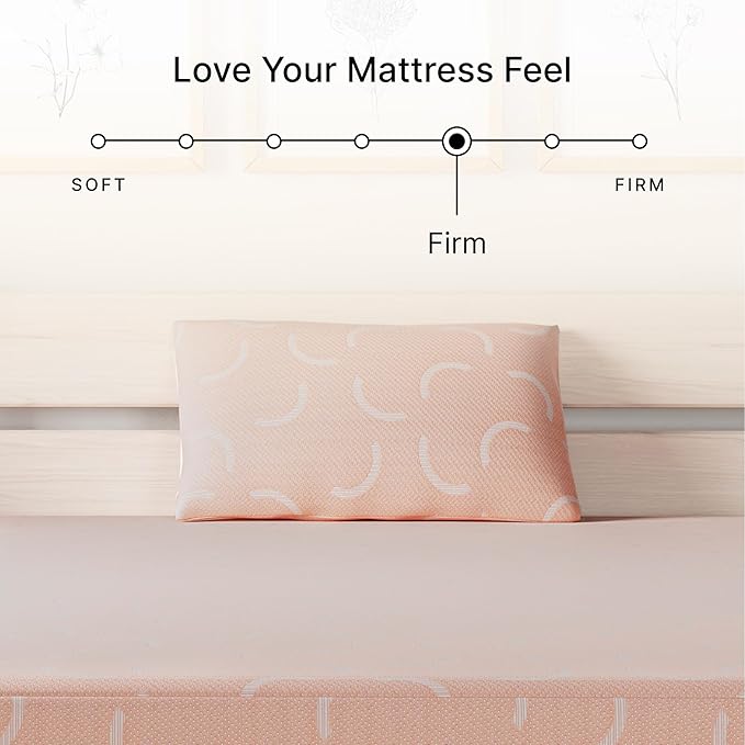 Signature Design by Ashley Twin Size iKidz 7 Inch Firm Gel Memory Foam Mattress with Stretch Knit Cover & Pillow Included, Pink Coral, Fiberglass Free, Mattress in A Box