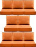 Luxury 6" Outdoor Cushions for Patio Furniture, 24x24x6" Thick Seat Cushion Set of 8, Fade Resistant Couch Chair Replacement Cushions High Density Deep Wicker Chair Cushion w/ Removable Cover, Orange
