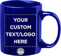 Custom Ceramic Coffee Mugs 11 oz. Set of 100, Personalized Bulk Pack - Coffee cup set, Iced coffee cup, Gaming mug - Royal Blue