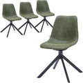 LeisureMod Markley Swivel Leather Dining Side Chair with Durable Iron Legs – Comfortable Accent Chair for Kitchen, Dining Room, or Office Set of 4