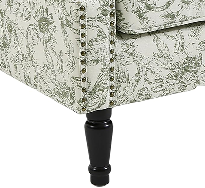 Lumibee High Back Accent Chair, Armchair in Fabric, Comfy Upholstered Wingback Single Sofa Reading Chair with Solid Wood Legs for Living Room,Bedroom,Office-Rococo Green