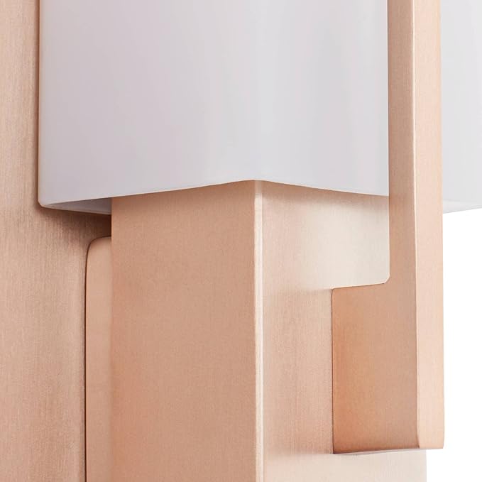 Possini Euro Design Midtown Modern Wall Light Sconces Set of 2 Burnished Brass Gold Hardwired 4 1/2" Fixture White Glass Shade for Bedroom Bathroom Vanity Living Room Home Hallway Dining Kitchen