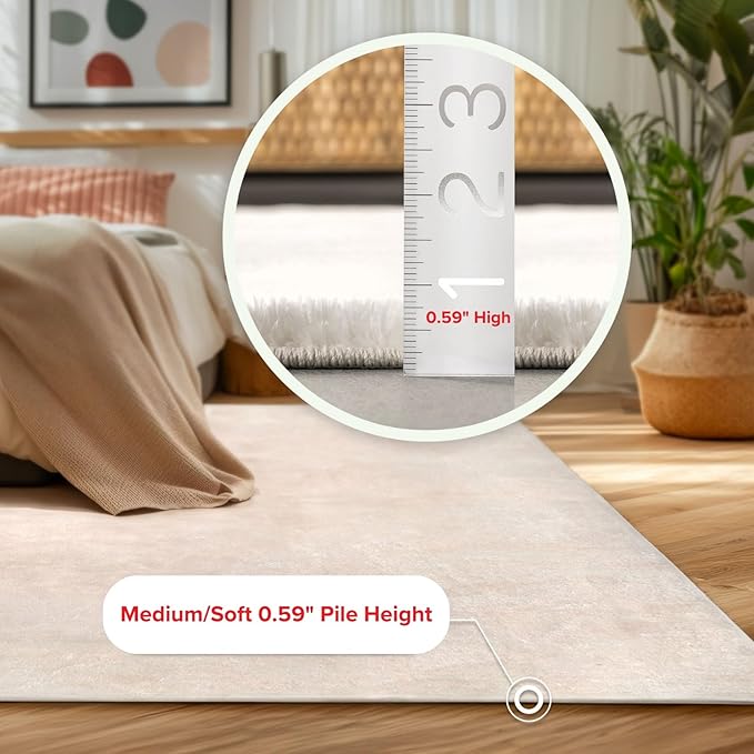 nuLOOM 2' x 3' Cozy Plush Area Rug, Machine Washable, Non-Slip, Soft Fluffy Shag Carpet for Living Room Bedroom Kids Room Nursery Home Decor, Loni White
