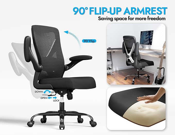 Ergonomic Office Chair - X-Shaped Computer Desk Chairs Comfy, Mesh High-Back Gaming Chair with Adjustable Lumbar Support, Executive Task Chair for Adults, Comfortable for Long Hours