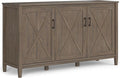 SIMPLIHOME Ela Solid Wood 60 inch Wide Transitional Wide Storage Cabinet in Smoky Brown for The Living Room, Entryway and Family Room