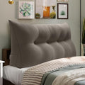 WOWMAX 85% Linen 15% Cotton Blend Headboard Pillow – Full Size Reading Wedge Backrest for Bed, Handmade Firm Support Bolster Cushion with Removable Cover, Premium Bed Rest Pillow, Light Gray