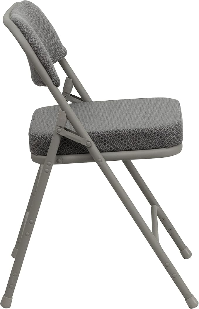 Flash Furniture Hercules Series Metal Folding Chair with Cushioned Seat, Fabric Upholstered Event Chair with 300-lb. Static Weight Capacity, Gray