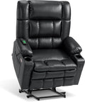 MCombo Dual Motor Power Lift Recliner Chair for Elderly, Lay Flat Lift Chair with Heat and Massage, Oversized Lift Recliner for Big and Tall, Faux Leather R7891 (Black, Oversized)