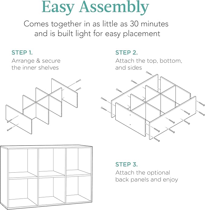 Best Choice Products 6-Cube Storage Organizer, 13.5in Shelf Opening, Bookcase, Display Shelf, Customizable w/ 3 Removable Back Panels – Greige