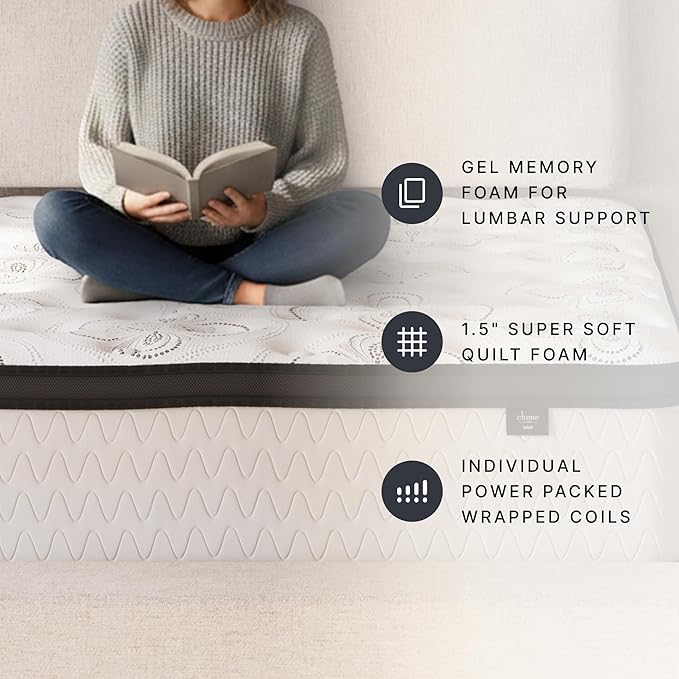 Signature Design by Ashley Chime Hybrid Twin 12" Mattress with Gel Memory Foam, Medium Firm, Pressure Relief, Fiberglass Free Mattress in a Box