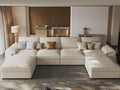 EASE MOOSE Oversized Modular Sectional Sofa,Leather Sectional Couch with Deep Seat,Extra Large U Shaped Couch,Faux Leather Material Sofa Modern Comfy Scratch Resistant,Beige