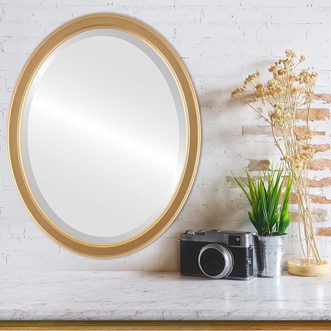 OVALCREST Oval Beveled Wall Mirror for Home Decor - Toronto Style - Gold Spray - 26" x 20"