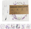 6 Pack Swedish Dishcloths – Super Absorbent, Reusable & Eco-Friendly Kitchen Towels (Fruit/Lavender/Camping/Solid Colors) (Lavender Party)