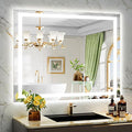 44x36 Inch LED Bathroom Mirror with Lights Front and Backlit Lighted Vanity Mirror for Bathroom Wall with 3 Colors Dimmable Anti-Fog Memory Shatter-Proof IP54 Waterproof Horizontal/Vertical