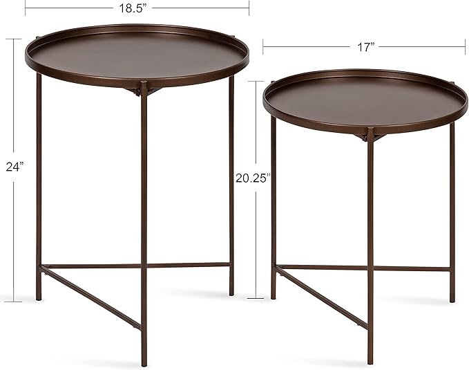 Kate and Laurel Ulani Modern Nesting Side Table; Set of 2; Bronze; Sophisticated Glam End Tables for Storage and Display