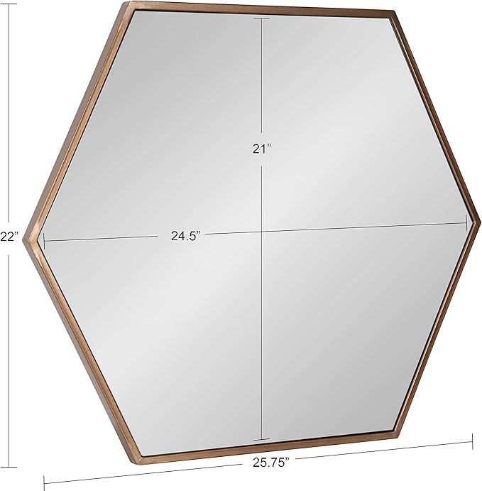 Kate and Laurel McNeer Modern Wall Mirror, 22 x 25, Bronze, Geometric Hexagon Mirror for Wall