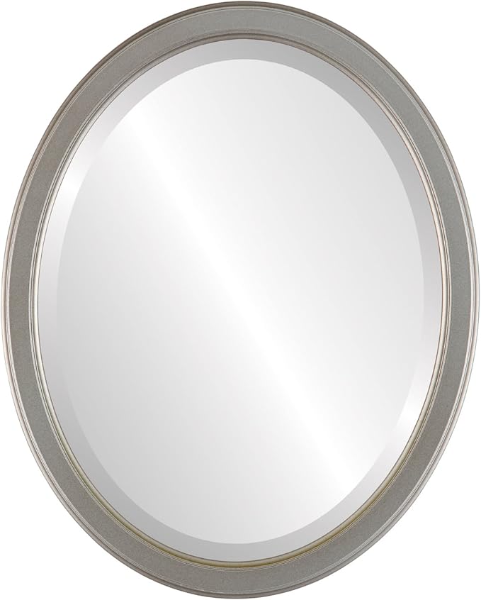OVALCREST Oval Beveled Wall Mirror for Home Decor - Toronto Style - Silver Shade - 18" x 14"