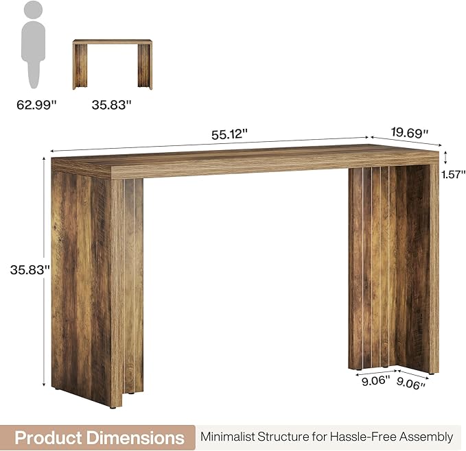 Tribesigns Home Bar Unit, 55.12-Inch Bar Table with a Spacious Tabletop, Modern Freestanding Mini Bar for Home Kitchen, Living Room, Balcony, Basement, Brown