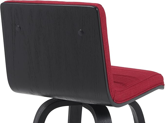 Vienna Modern Counter Height Swivel Bar Stool with Red Upholstered Seat and Brushed Wood Frame Set of 2