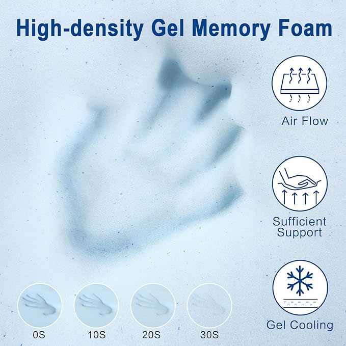EDILLY 3 Inch Cooling Gel Memory Foam Mattress Topper Twin Size,with Removable & Washable Bamboo Cover,Soft Breathable Mattress Pad,Bed Topper for Back Pain Relief (38x75)