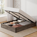 Lift Up Storage Bed Frame, Full Size Wooden Platform Bed with Large Storage Underneath, No Box Spring Needed, Noise Free, Rustic Grey