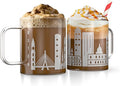 Greenline Goods – Boston, MA Skyline Glass Coffee Mugs (Set of 2), 15 oz – Etched Wrap Design