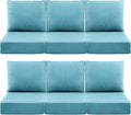 Luxury 6" Outdoor Cushions for Patio Furniture, 24x24x6" Thick Seat Cushion Set of 6, Fade Resistant Couch Chair Replacement Cushions High Density Deep Wicker Chair Cushion w/ Removable Cover, Teal