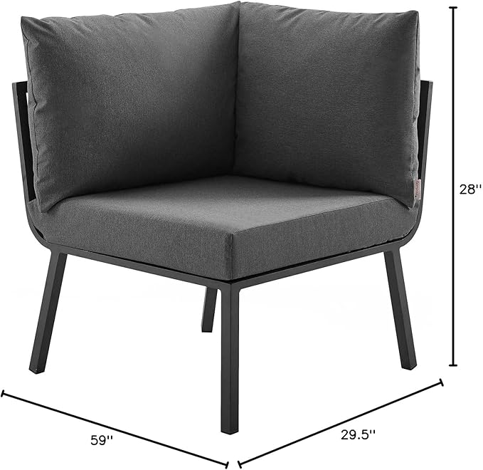Modway Riverside Outdoor Furniture, 2-Piece Set, Gray Charcoal