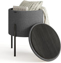 STORAGEBUD Round Ottoman with Storage, Boucle Storage Foot Stool, Makeup Vanity Stool, Small Ottoman Foot Rest, Modern Ottomans for Living Room and Bedroom, Grey