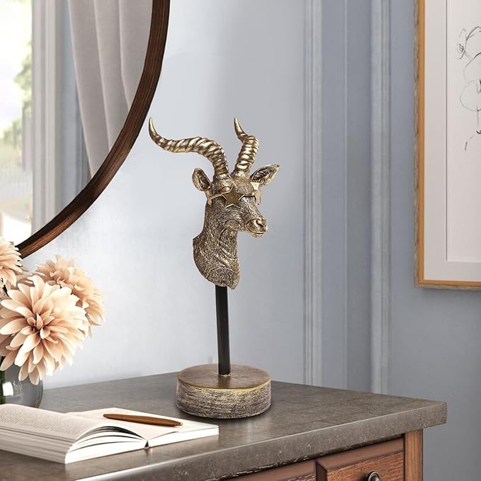 Handcrafted Resin Sculpture (Antelope)- Modern Home Decor Accent, Trending Living Room & Office Decor, Elegant Tabletop & Shelf Decor for Desk, Bookshelf, Nightstand - Unique Gift Idea