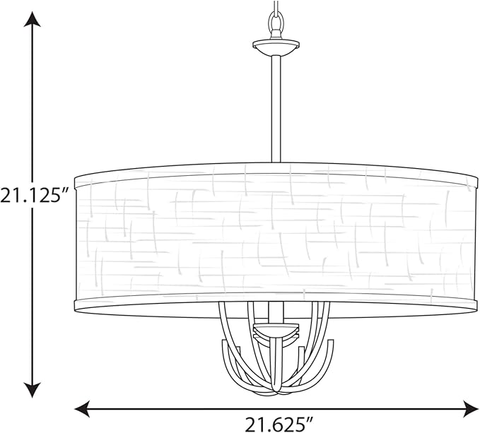 Progress Lighting Drum Shade Collection Five-Light Chandelier, Farmhouse Style Hanging Ceiling Light Fixture for Dining Rooms, Foyers, Harvest Linen Shade, Matte Black